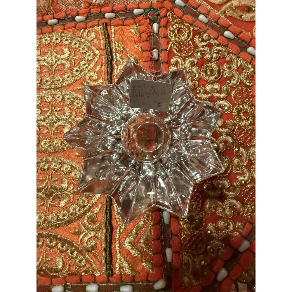 Mikasa Austria Clear Crystal‎ Snowflake Shaped Candle Holder Home Decor